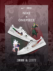 Luffy and Zoro V.1 Custom Low-Top Court Sneakers