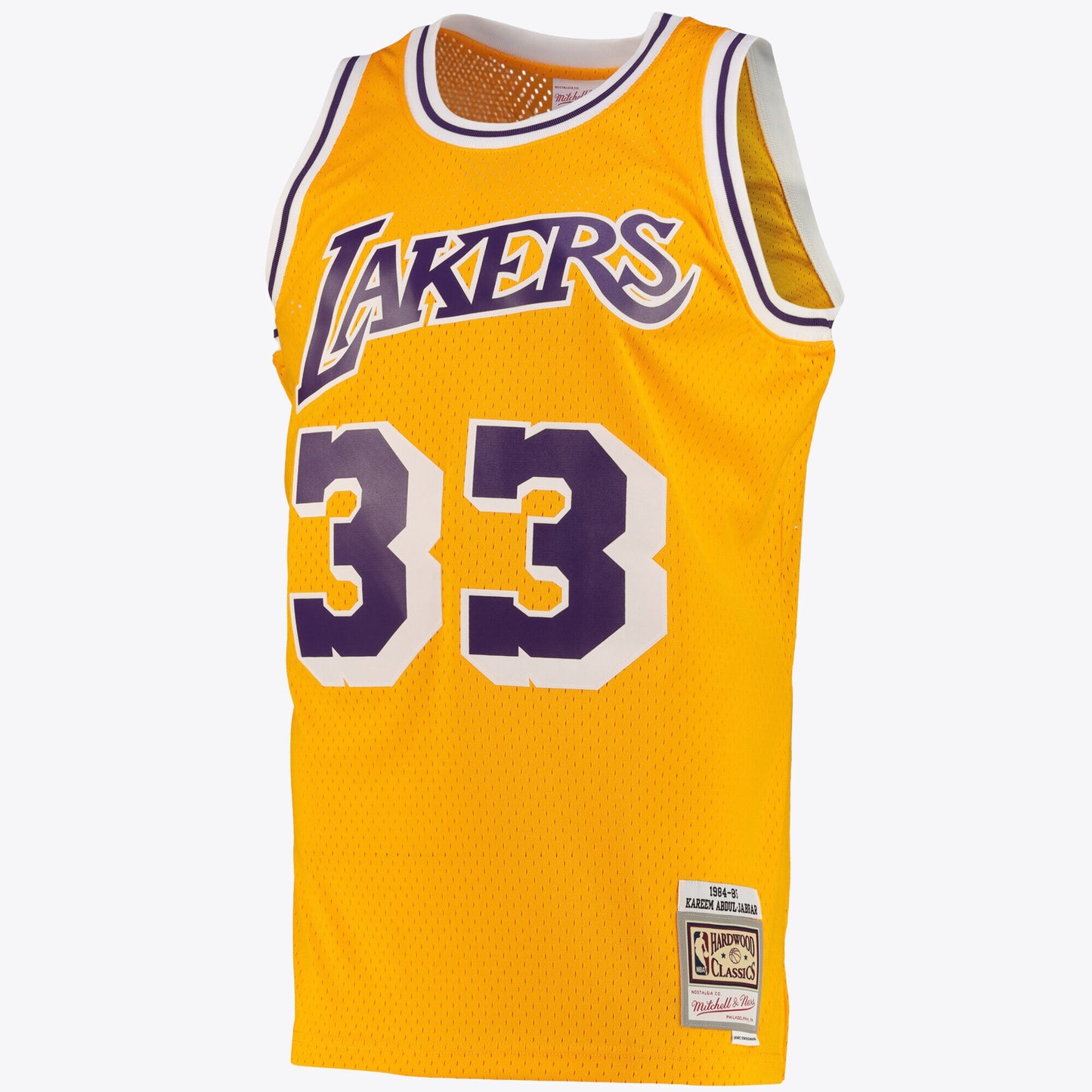 Los Angeles Lakers Kareem Abdul-Jabbar Road Swingman Jersey By Mitchell & Ness - Light Gold - Mens