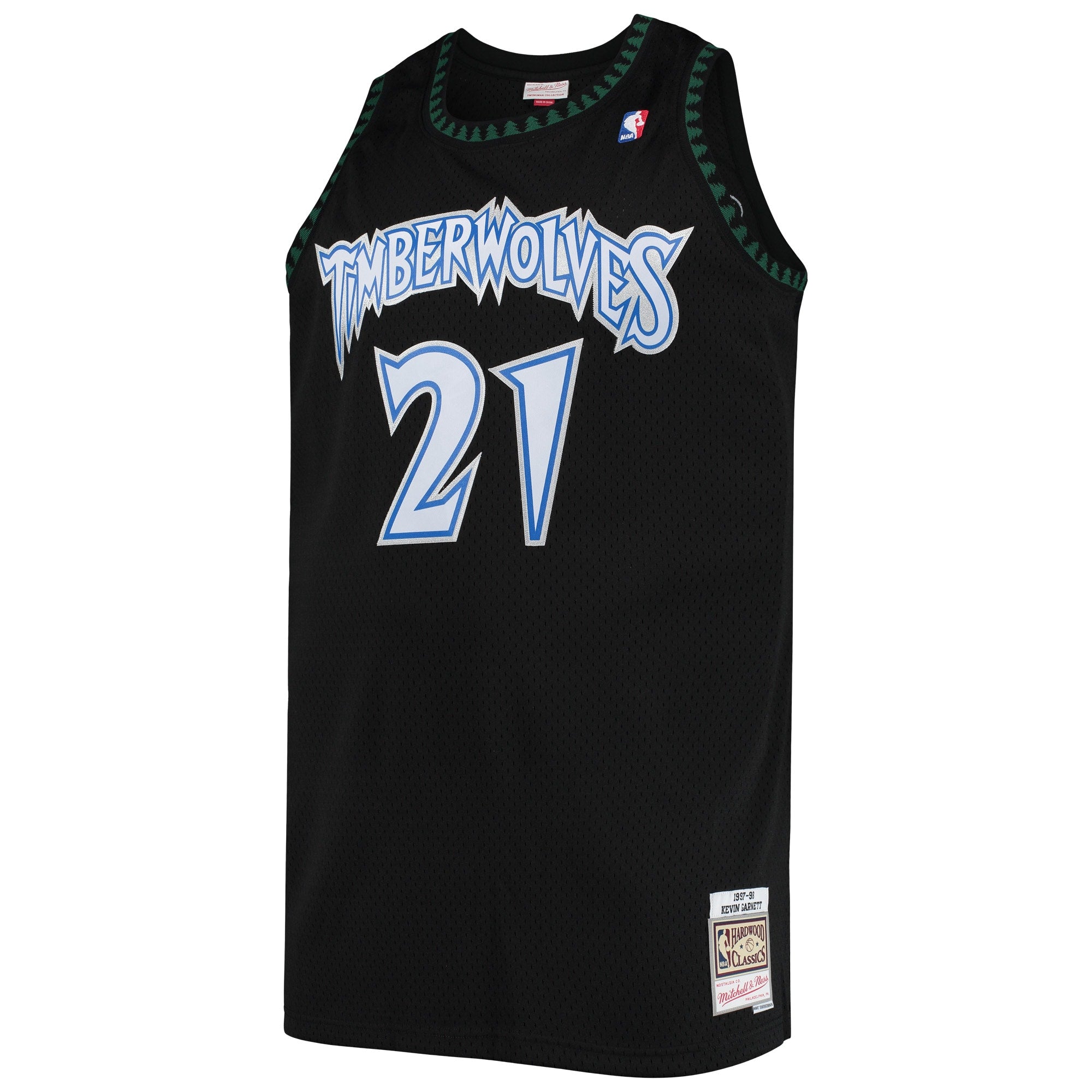 Men's Mitchell & Ness Kevin Garnett Black Minnesota Timberwolves 1997/98 Big & Tall Hardwood Classics Swingman Jersey