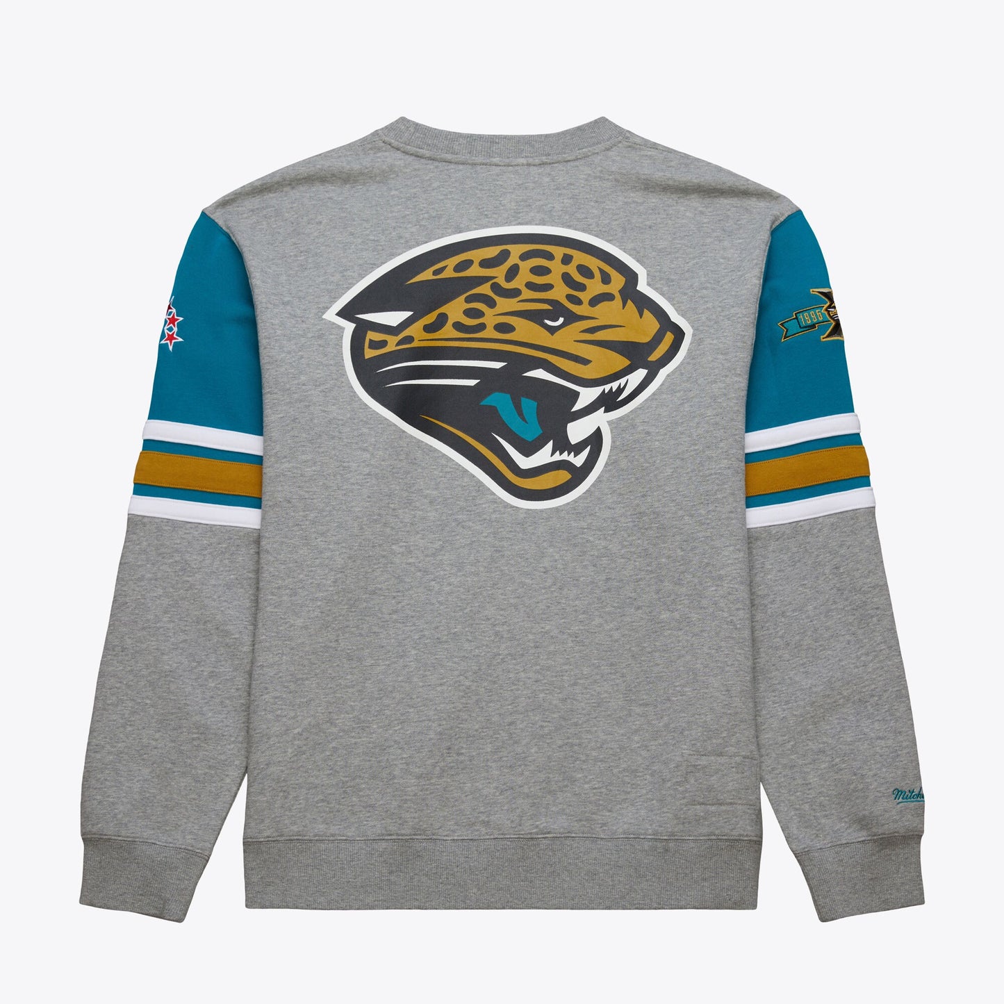 Jacksonville Jaguars Mitchell & Ness All Over Crew 4.0 Vintage Logo