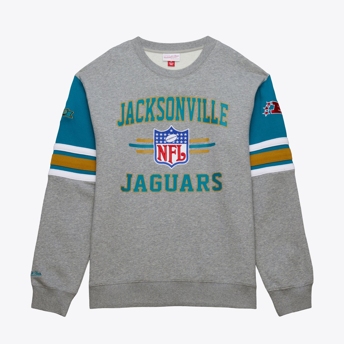 Jacksonville Jaguars Mitchell & Ness All Over Crew 4.0 Vintage Logo