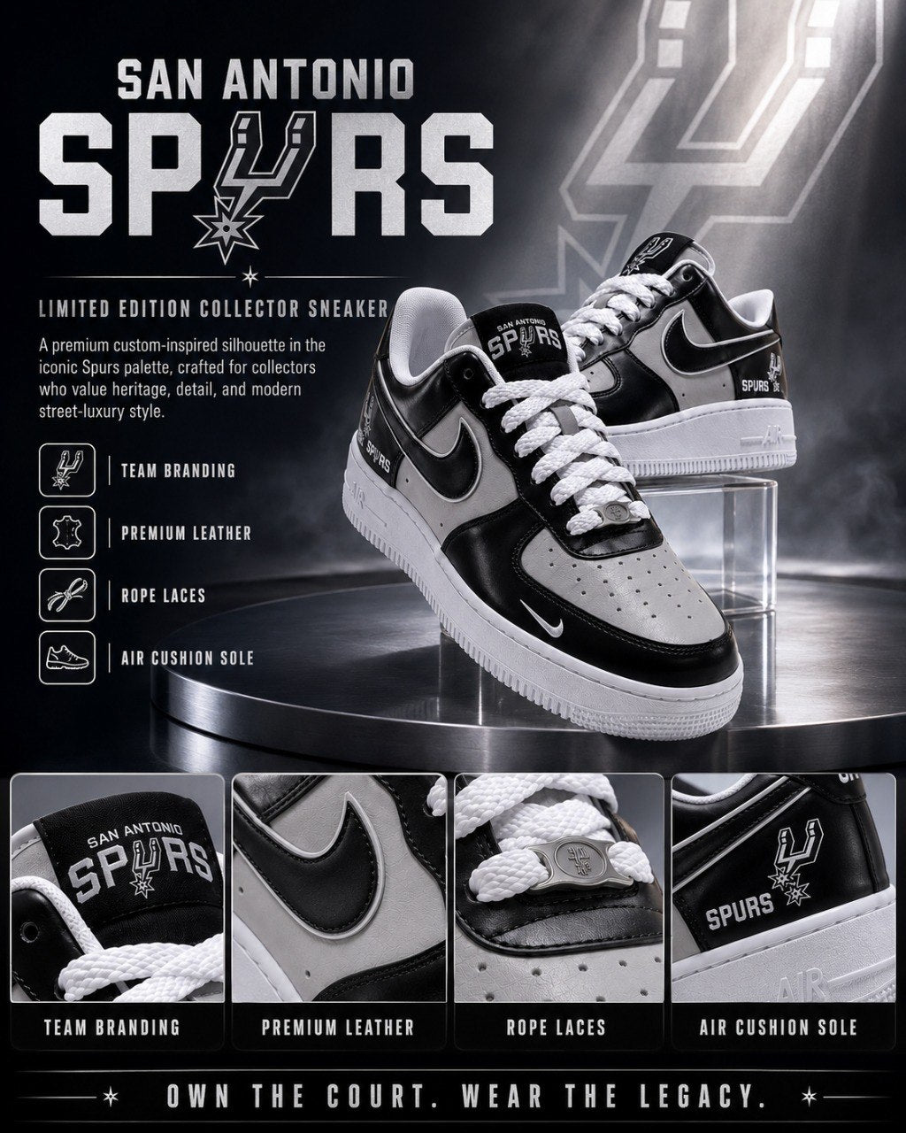 San Antonio Spyrs Custom Air-Style Sneakers