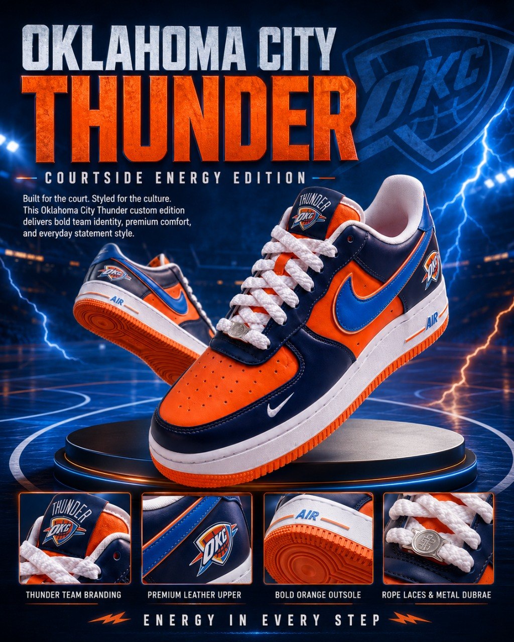Oklahoma City Thunder  Custom Air-Style Sneakers