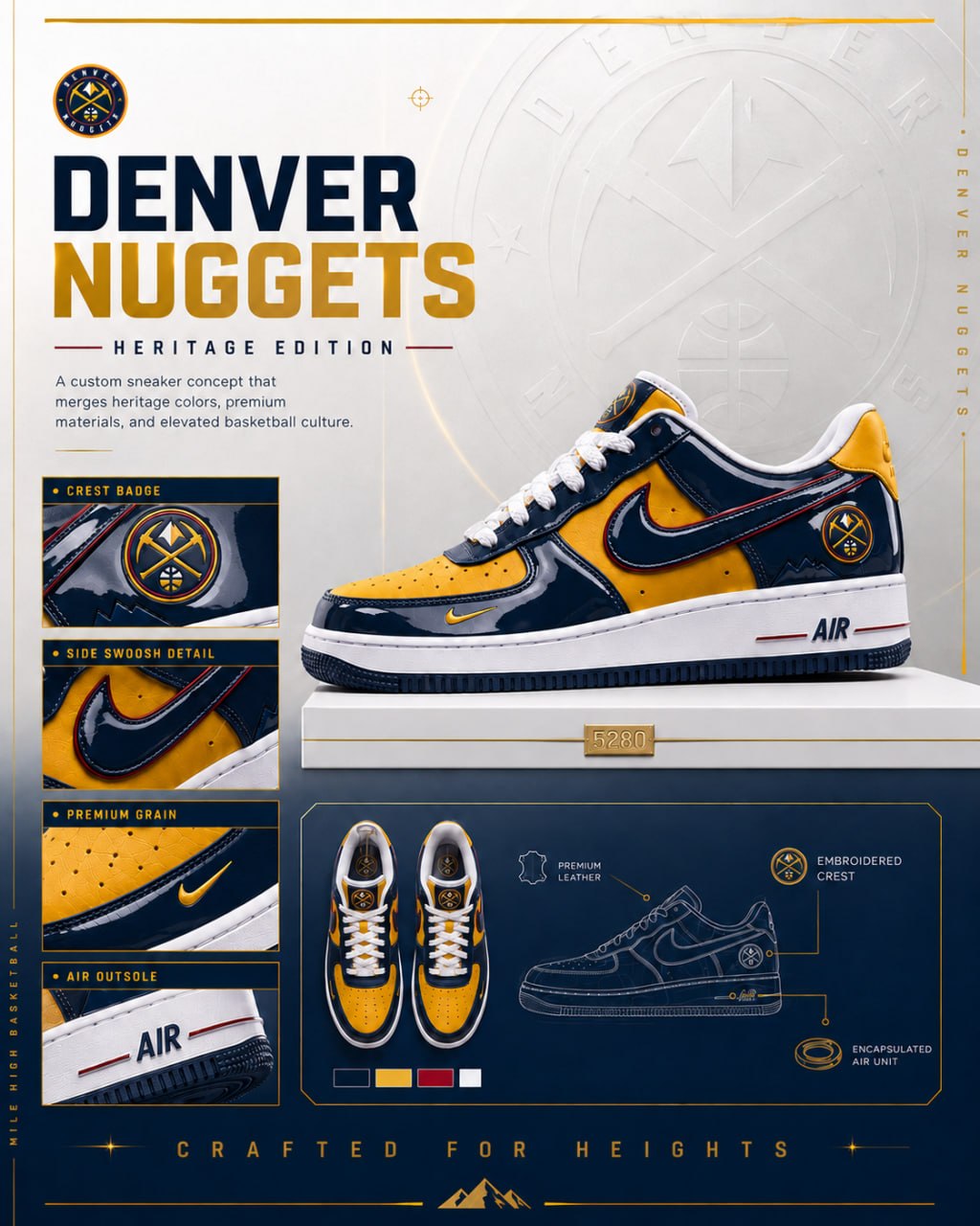 Denver Nuggets  Custom Air-Style Sneakers