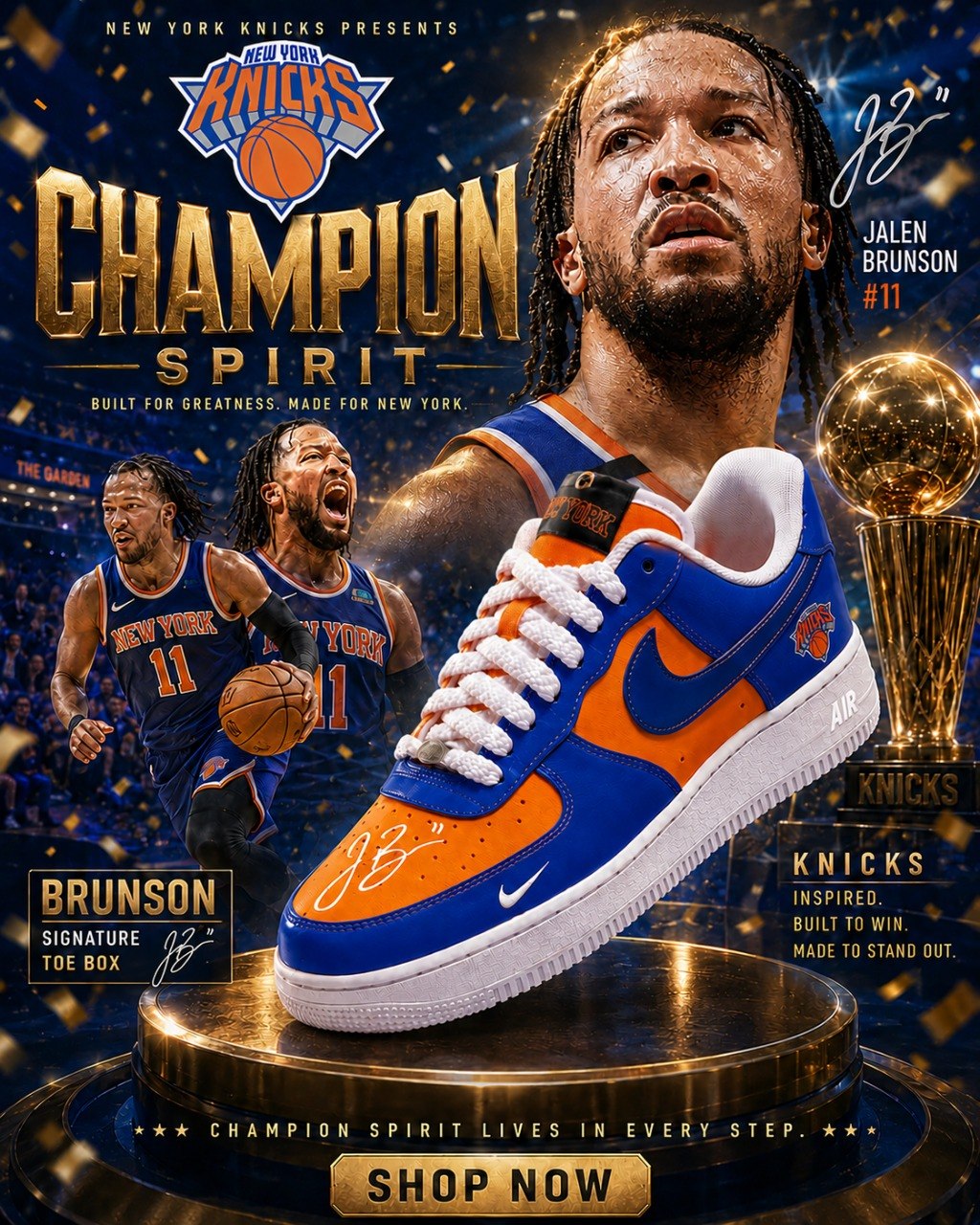 Special🏆 New York Knicks Championship 2026 🏆 Custom Air Force Sneakers